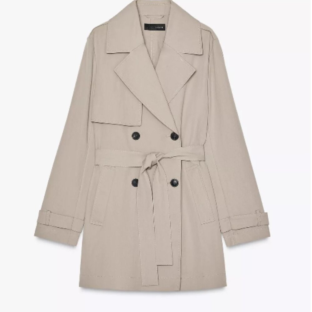 NWT Zara belted midi trench coat jacket - taupe brown size Small REF 8372/119